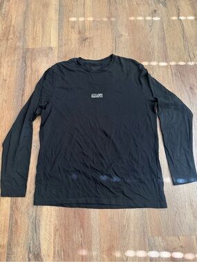 AllSaints Black Long Sleeve Logo Tee - Minimal Chest Print